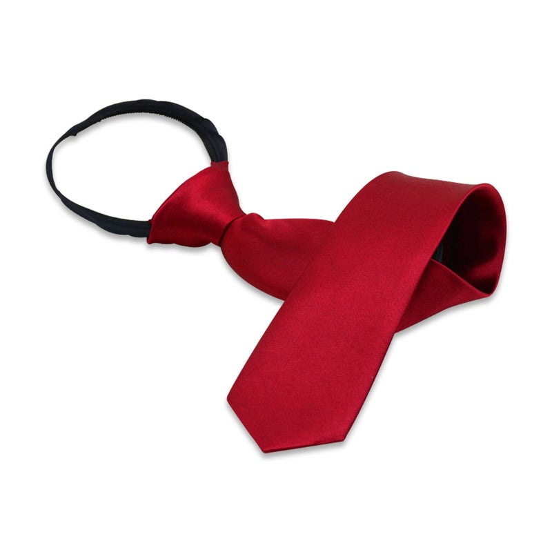Aurya Solid Color Boys Tie, Polyester Satin Pre-tied Necktie with Adjustable Zipper for Kids Age 8â€“12, Wedding, School & Graduation - Image 1